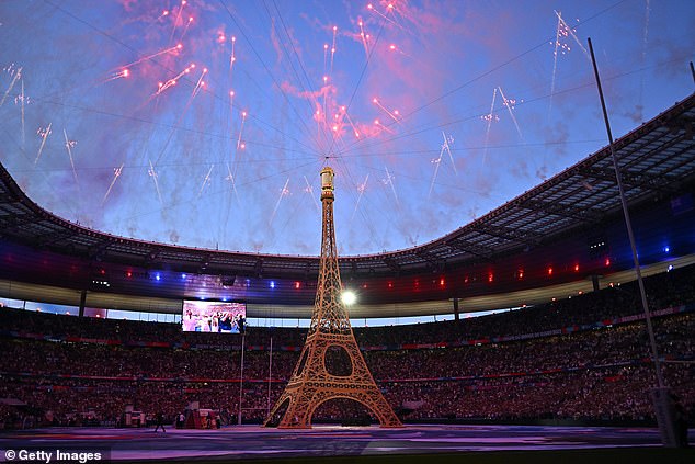 The opening ceremony before the Rugby World Cup France 2023 match between France and New Zealand at Stade de France