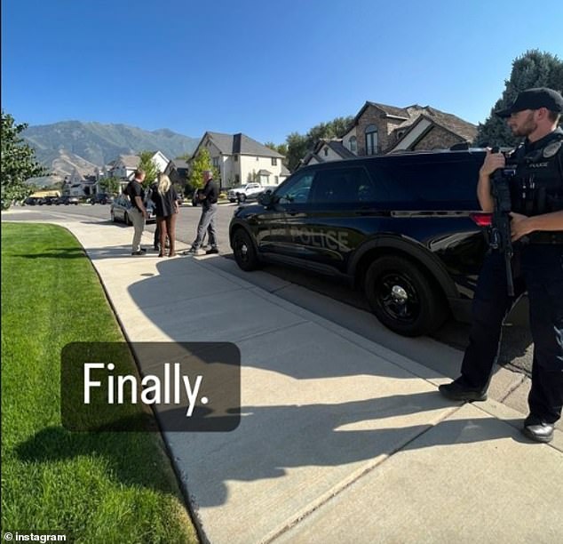 Ruby's eldest daughter Shari, 20, posted about her mother's arrest on Instagram, sharing a photo of police officers outside the house with the caption 