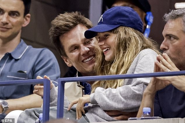 Tom Brady shared a smile with his daughter Vivian at Flushing Meadows on Friday evening