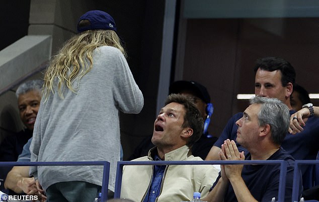 After passing Djokovic, Brady and his family took their seats in Arthur Ashe