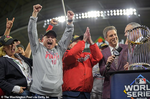 Lerner celebrates Washington beating the Houston Astros in the 2022 World Series in 2019