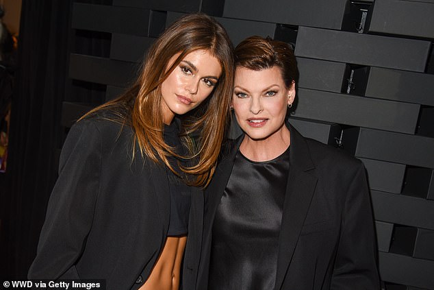 Crossing paths: Both the beauty and supermodel icons paused for a memorable photo together at the star-studded event