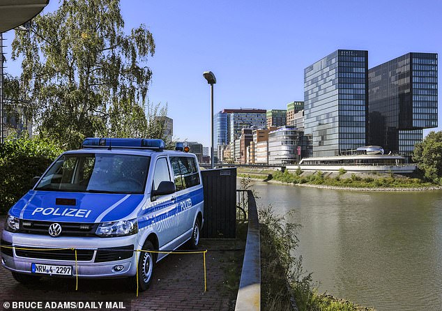 A visible police presence has been established in the vicinity of the Hyatt Regency hotel – the main building on the right – for the Prince's arrival