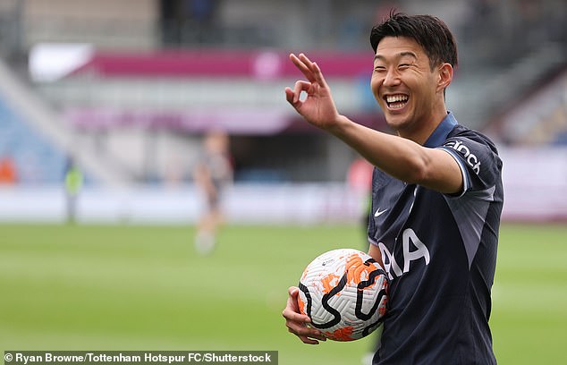 Tottenham have been in excellent form since Kane's departure, with Son Heung-min (above) scoring a hat-trick against Burnley last week to help Spurs climb into second place ahead of the international break