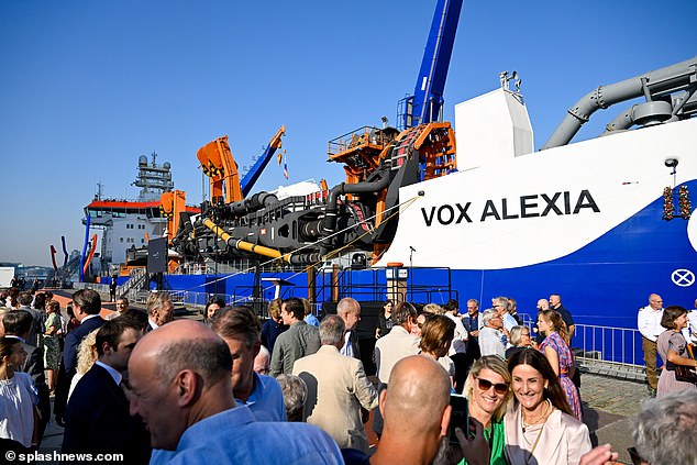 The 18-year-old royal, who is second in line to the Dutch throne after her sister Princess Catharina-Amalia, christened the Vox Alexia (photo, a ship from Dutch manufacturer Van Oord, in Rotterdam