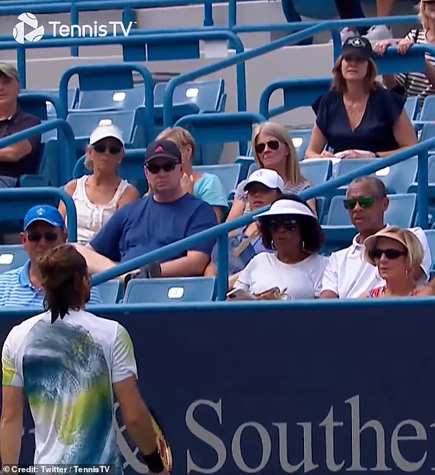 The lady responsible for the noise was confronted by an angry and frustrated Tsitsipas