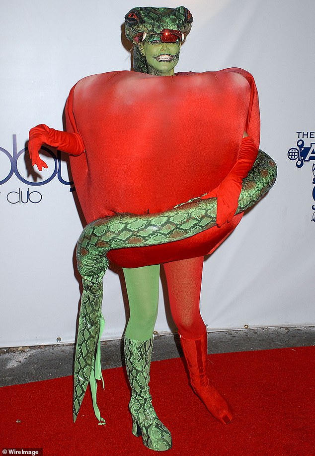 Almost twenty years ago, during Halloween 2006, Heidi appeared on the red carpet as the forbidden apple in the Garden of Eden.