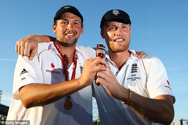 Flintoff was seen with his Steve Harmison during an age group match between Lancashire and Durham