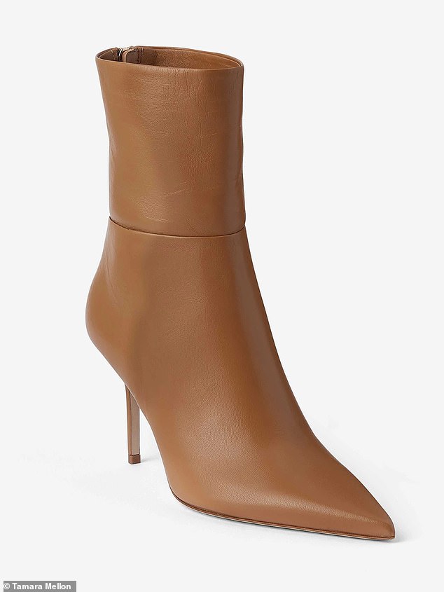 The camel-colored boots with stiletto heel from designer Tamara Mellon are sleek and sexy