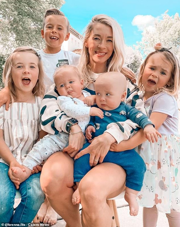 Brenna Callahan, 38, from California, is now in the best shape of her life – despite the birth of her five children: Keane, nine, Eire, seven, Maeve, four, and twins Tadhg and Shaegh, two