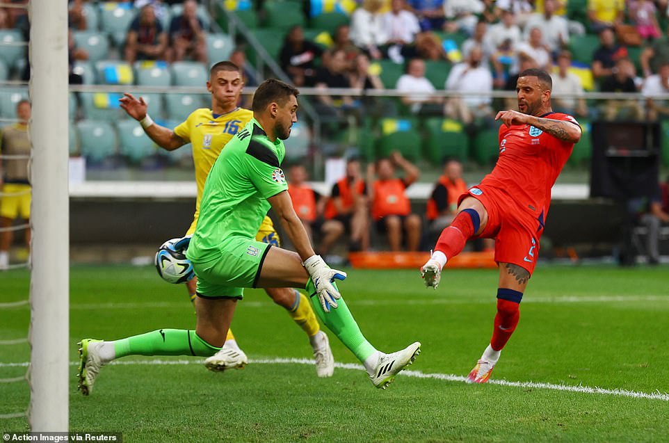 Manchester City defender Kyle Walker (right) scored England's equalizer just four minutes before half-time in Wroclaw