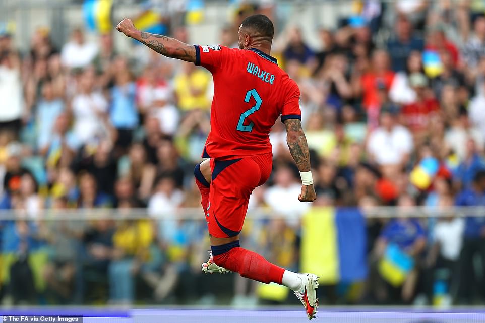 It was the 33-year-old's first goal at international level in his 77 caps and he celebrated wildly with a roar and a fist pump.