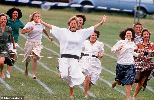 The Princess of Wales reveals she was forced to run barefoot during a parent race on sports day.  Many people will think this is reminiscent of Diana's famous sprint during William's sports day in 1989 (pictured)