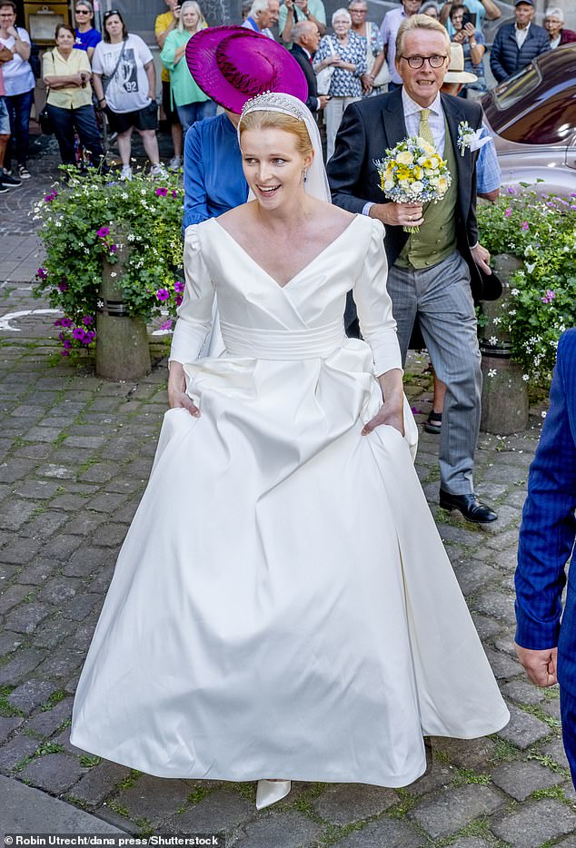 The beautiful bride wore a diamond tiara worn by her sister, Sophia von Pezold, for her wedding a few months earlier, and it is believed she will wear the royal piece tonight