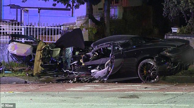 NSW Police said three vehicles were involved in the collision, with none of the drivers' passengers seriously injured (Photo: Destroyed McLaren)