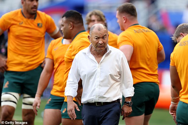 Jones (pictured during the Wallabies' warm-up before the Georgia game) praised Donaldson's 'invaluable' long kicking game