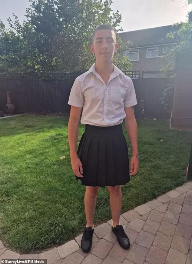 Joe's protest at Stafford School in Caterham, Surrey, is said to have seen a change to the uniform policy allowing shorts to be worn in warm weather outside the summer season