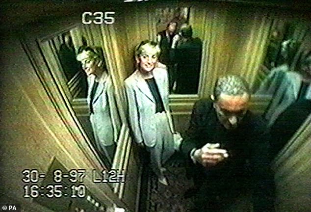 Tragedy: Diana caught on CCTV with Dodi Fayed before their deaths in Paris on August 31, 1997