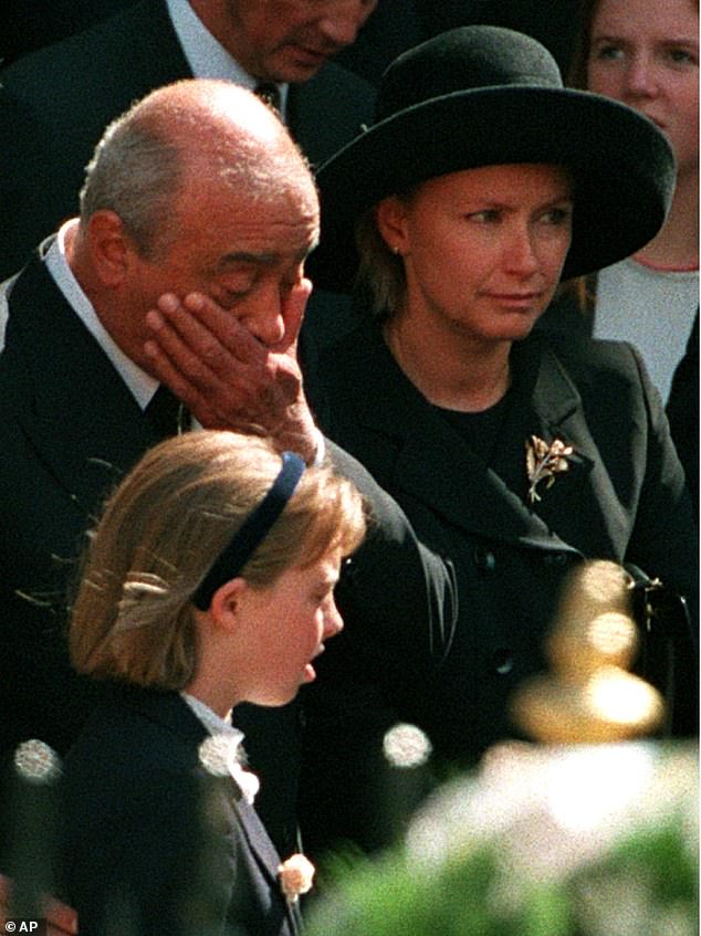 Al Fayed pictured at Westminster Abbey after Princess Diana's funeral service in 1997