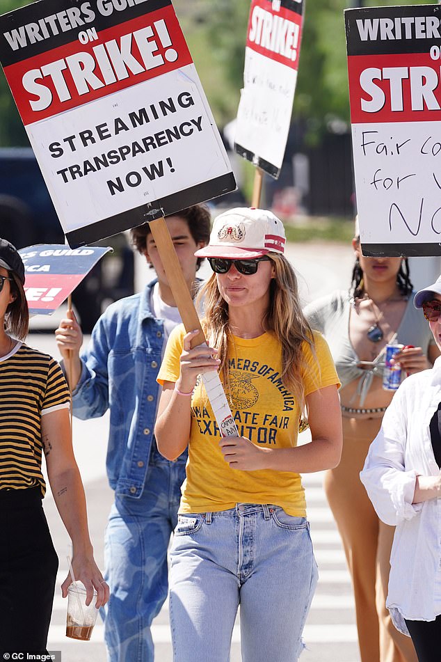 Strike: Since July 17, Hollywood has come to a standstill as members of the SAG-AFTRA union joined the Writers Guild Of America to strike over growing concerns over the use of artificial intelligence and streaming residue (Olivia Wilde in photo)