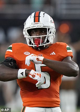 Miami safety Kamren Kinchens is shown during the first half of an NCAA college football game against Miami (Ohio), Friday, September 1, 2023, in Miami Gardens