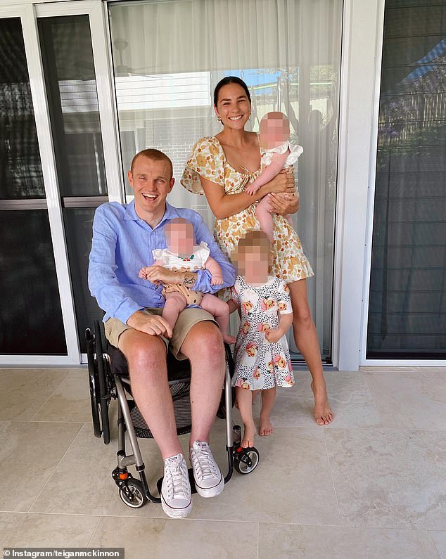 Alex McKinnon in happier times when he was still married to his high school sweetheart Teigan Power.  They broke up in January 2022