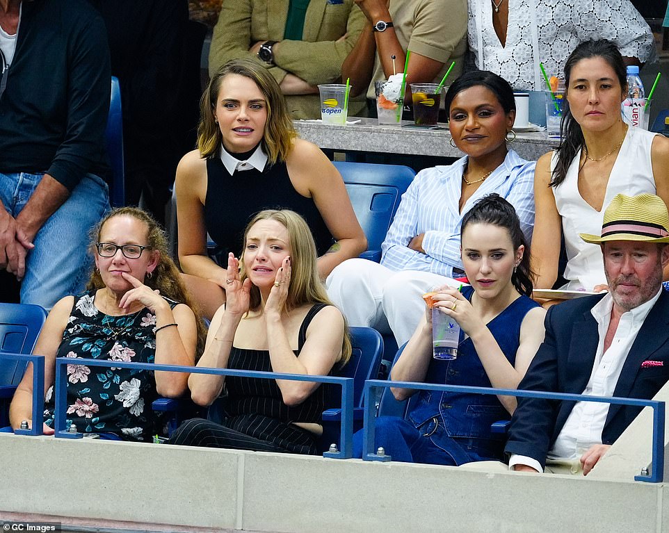 Cara Delevingne, Amanda Seyfried, Mindy Kaling and Rachel Brosnahan cheered on the players