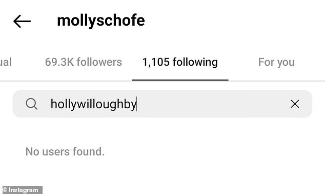 Where's Holly?  Similarly, Molly has also unfollowed the presenter on social media, with a source saying: 'They are staunchly loyal to their dad despite everything that has happened'