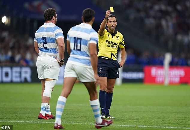 The referee showed a yellow card to Argentina's Santiago Carreras for a bad-looking challenge