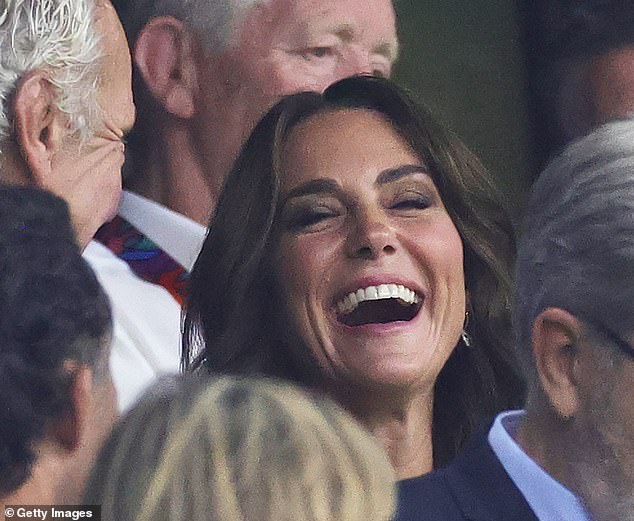 The princess laughed and joked with World Rugby officials ahead of the match