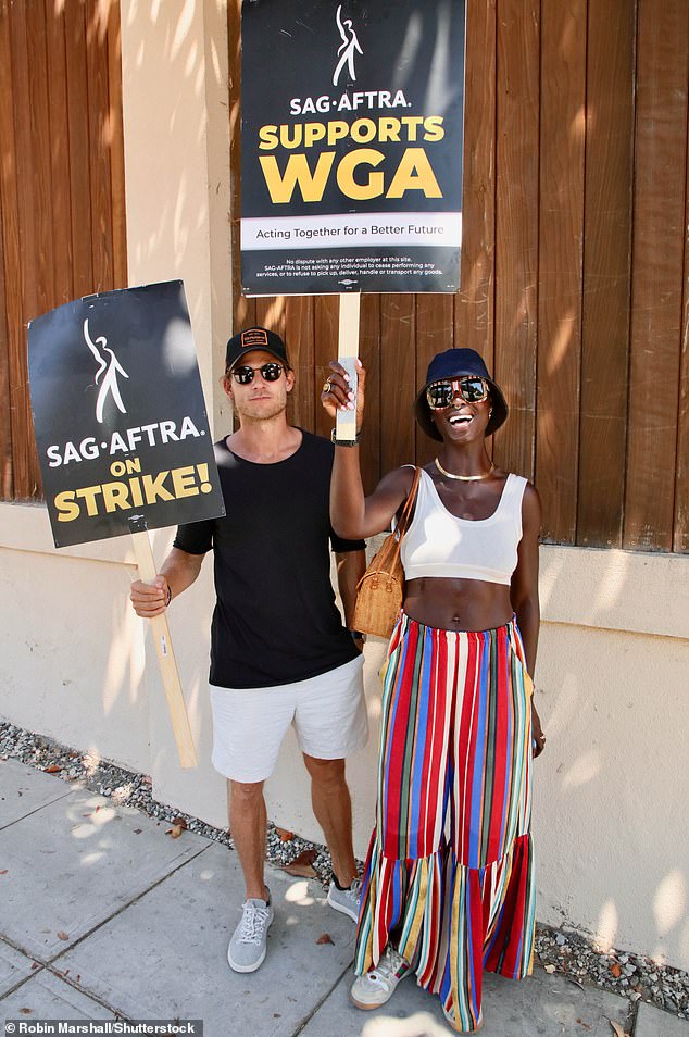 Doing her part: Last month, Jodie was among the stars on picket lines in Los Angeles to strike on behalf of SAG-AFTRA and the WGA for better working conditions and compensation