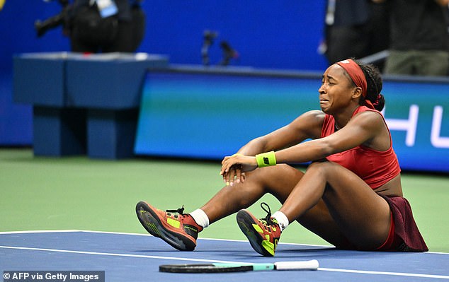 The 19-year-old was overcome with emotion after beating Sabalenka in Saturday's final