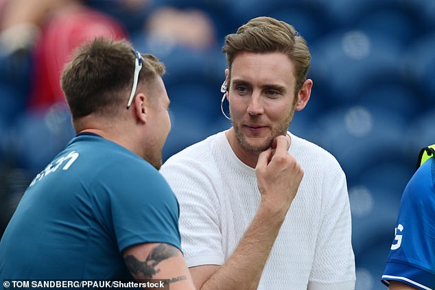 Broad (right) said Flintoff was in 'great form' when he spoke to him in Cardiff on Friday