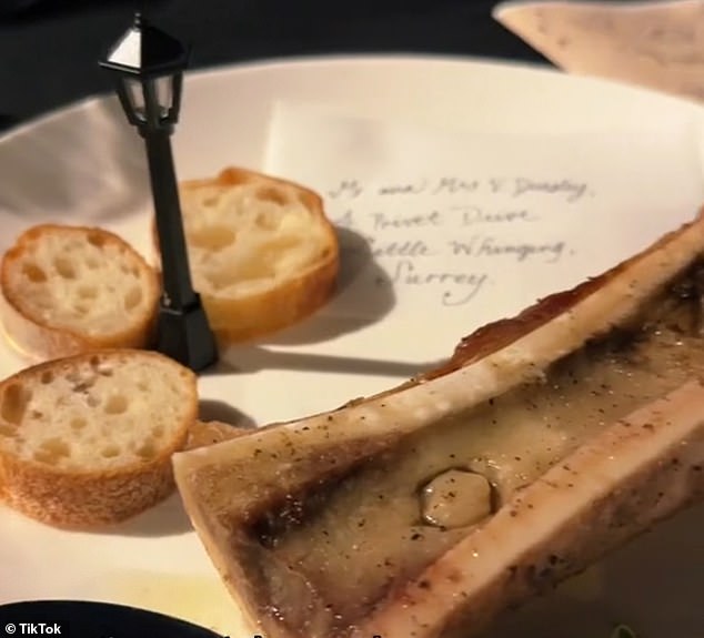 Bone marrow and toasted baguette are served next to edible paper at the start of 'Harry Potter and the Philosopher's Stone'