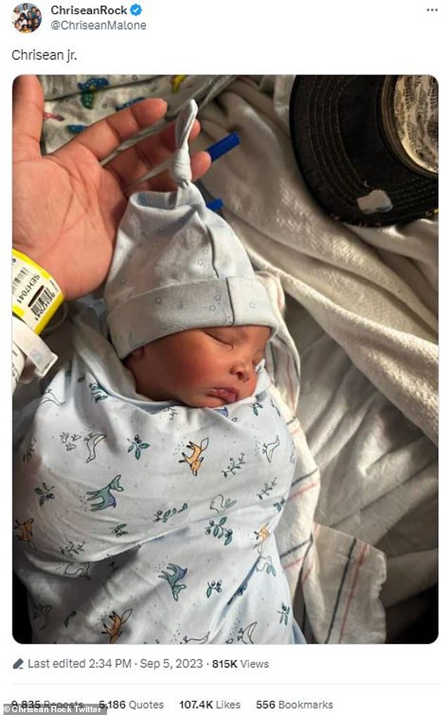 Father again: Blueface's ex-girlfriend Chrisean Rock gave birth to their son, Chrisean Jr, earlier this week