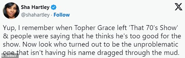 Fans reflected on the rumors that Grace thought he was better than his co-stars after he left the show a year before the finale