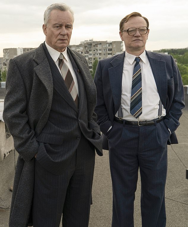 Who's who: Craig Mazin, who co-wrote the HBO miniseries Chernobyl with Stellan Skarsgard (left) and Jared Harris (right), made the candid admission