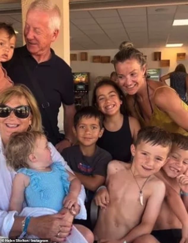 Together: The TV star enjoys the outing with her family and friends