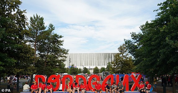 Wales fans outside the stadium before the 2023 Rugby World Cup Pool C match at the Stade de Bordeaux, France.  Date of photo: Sunday, September 10, 2023. PA Photo.  See PA story RUGBYU World Cup Wales.  Photo credit should read: David Davies/PA Wire.  RESTRICTIONS: Use subject to restrictions.  Editorial use only, no commercial use without prior permission from the rights holder.