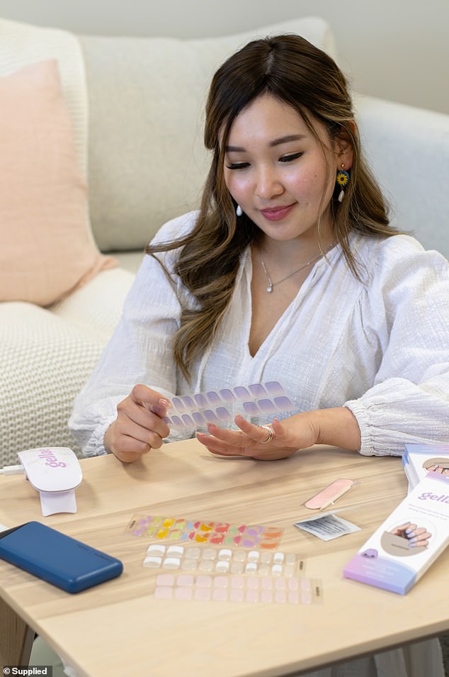 Gellae's 'flexible, stretchy and easy to apply' stickers adhere to the user's natural nail shape and are then cured under a UV lamp to become hard and sturdy, with a shelf life of over two weeks