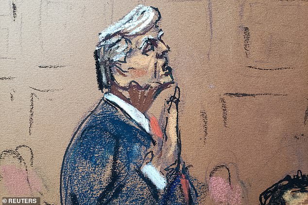 A court sketch of former US President Donald Trump as he takes an oath during his plea hearing in Washington DC on charges that he orchestrated a plot to try to overturn the 2020 election