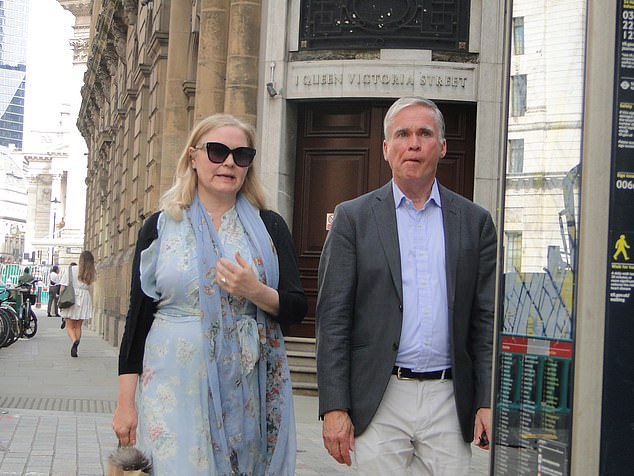 Anastasia De Brauwere Brozler and Alain De Brauwere leave the magistrates of the City of London