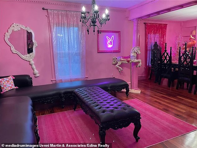 The beautiful interiors are full of Barbie-inspired decorations, signature pieces, a fun dining area and colorful bathrooms