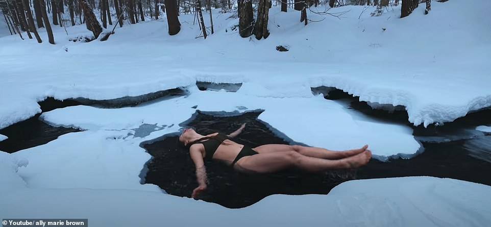 The former company employee even takes a dip in the middle of winter after cutting a hole in the ice