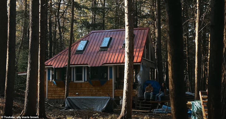 To give their home a bit of character, Ally and Kyle topped it off with a red tin roof and shingles.