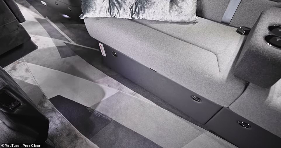 The aviation expert designed the carpet himself, with the fabric featuring a contemporary pattern in black and gray tones