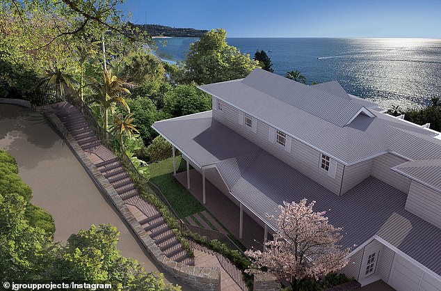 “A proposed spa would exacerbate the already offensive ocean scarring at the outdoor lounge,” a neighbor told the Northern Beaches Council.  Pictured: Digital mock-up of what the completed property will look like