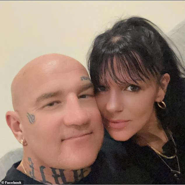 Gavin Preston (left) pictured with his partner Lauren Howe before getting her name inked on his forehead.  He was murdered on Saturday in a hail of bullets