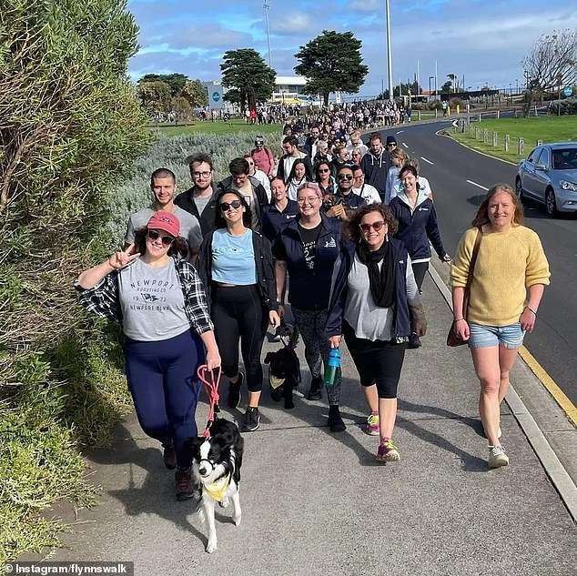 Flynn's Walk has held walks (one above) in Sydney, Canberra, Melbourne, Adelaide, Hobart, Perth and Toowoomba and raised thousands of dollars for mental health charities