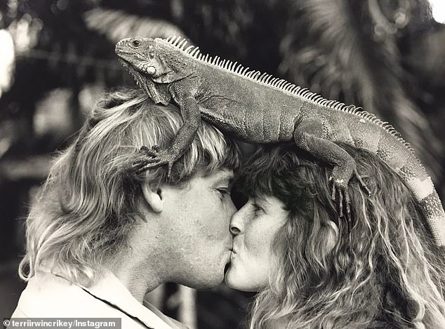 Terri said when she first saw Steve at Australia Zoo: “I was hooked.  I thought, 'This man is the most incredible man I have ever seen.  He's probably married.  He must be taken.'' Both in the photo